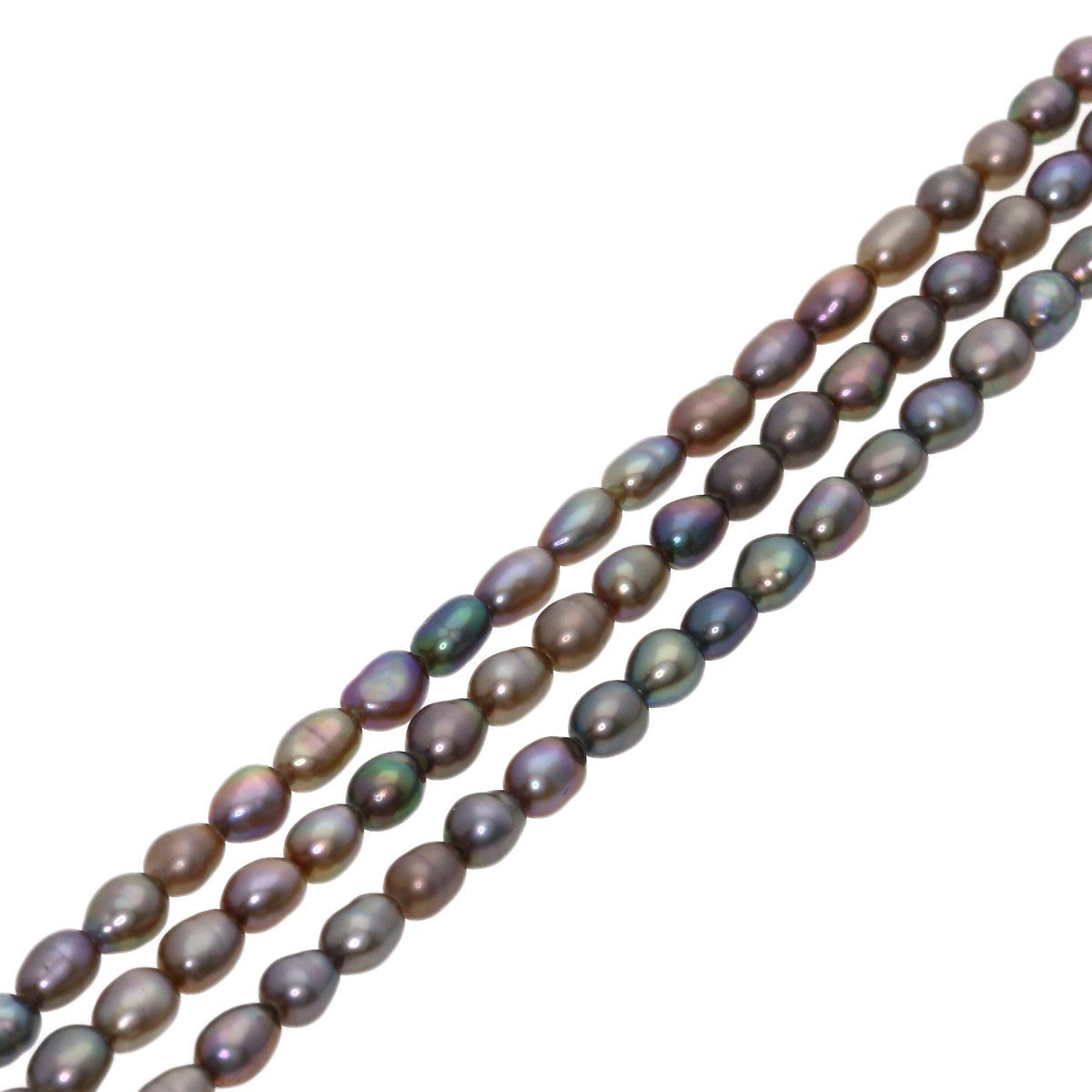 Freshwater Black Pearl 3 Strands Necklace Metal 15.9g　Ladies