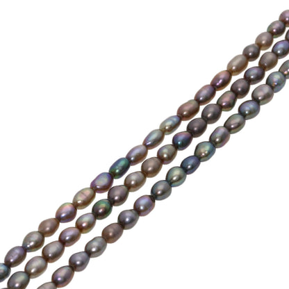 Freshwater Black Pearl 3 Strands Necklace Metal 15.9g　Ladies