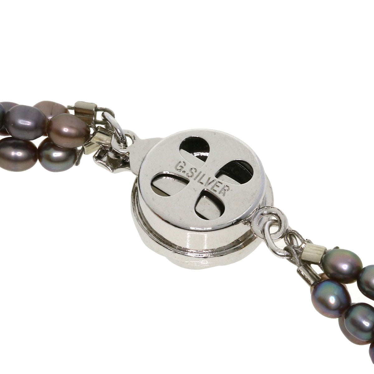 Freshwater Black Pearl 3 Strands Necklace Metal 15.9g　Ladies