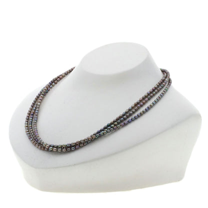 Freshwater Black Pearl 3 Strands Necklace Metal 15.9g　Ladies