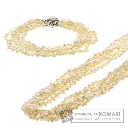 Freshwater Pearl Pearl 5-strand Bracelet 2-piece set Necklace Silver 83.2g　Ladies