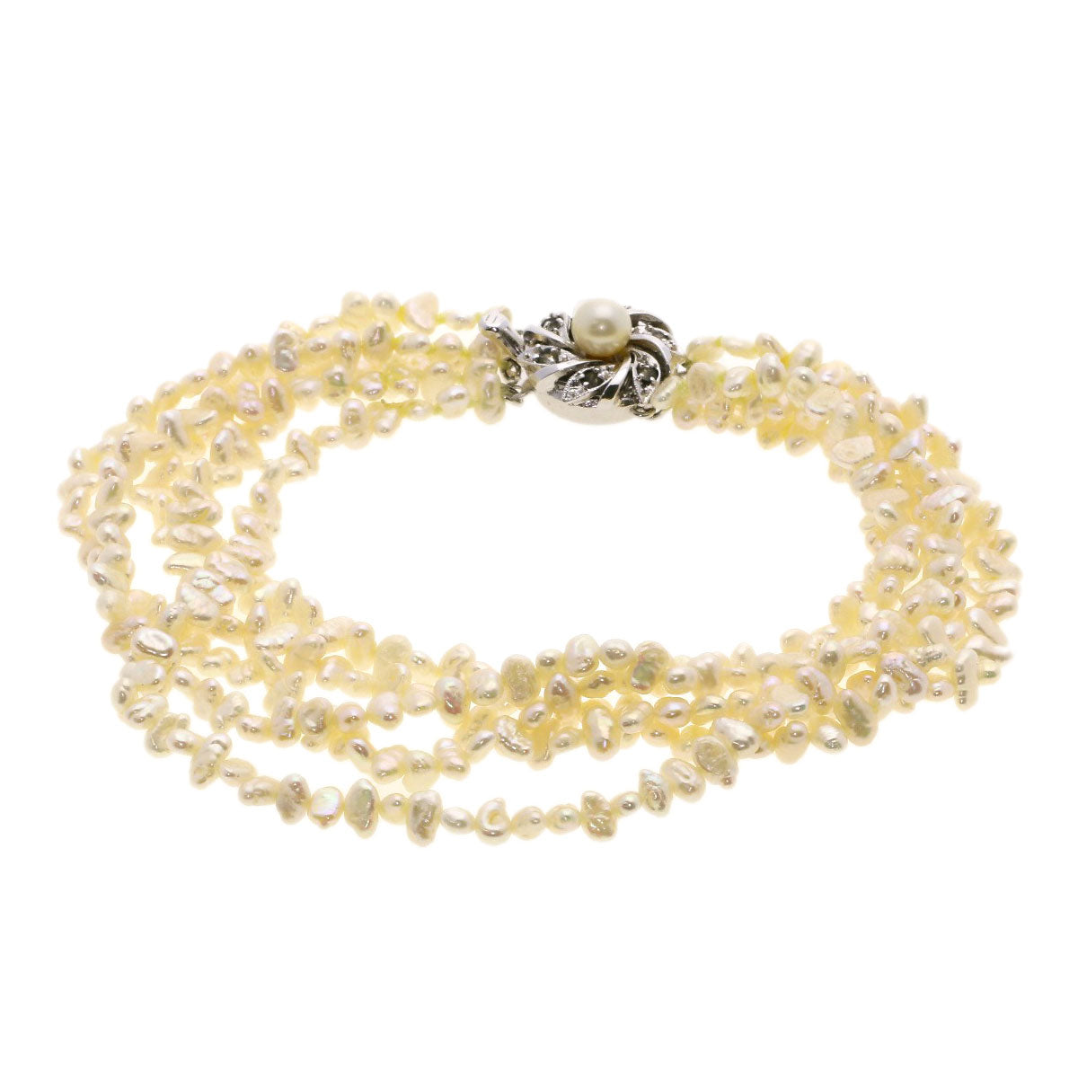 Freshwater Pearl Pearl 5-strand Bracelet 2-piece set Necklace Silver 83.2g　Ladies