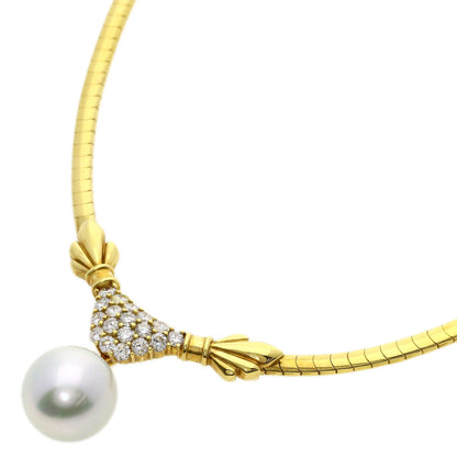 1.03ct Pearl Pearl Diamond Necklace K18 Yellow Gold  25.6g　Ladies