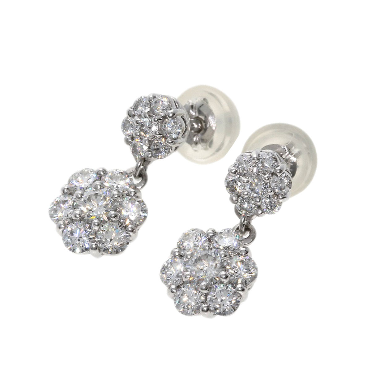 0.47ct Flower motif Diamond earring Platinum PT900  2.4g　Ladies