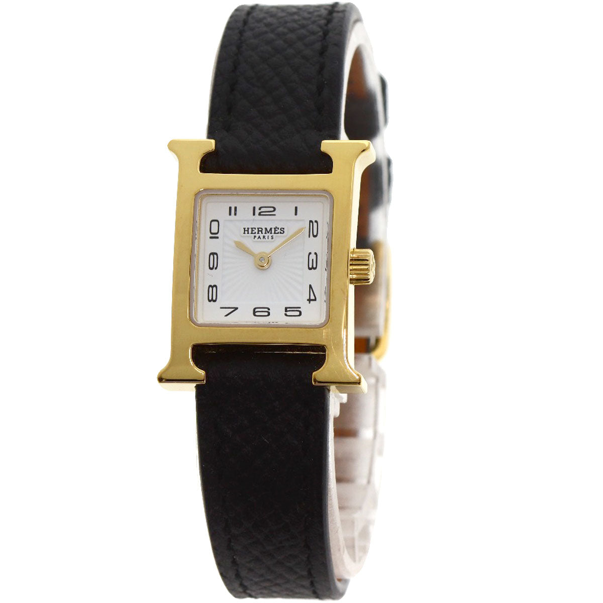 HERMES H watch mini Watches HH1.101 Gold Plated/Leather Ladies