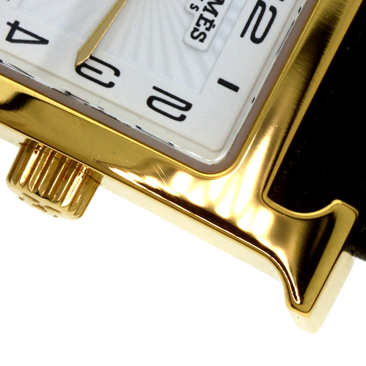 HERMES H watch mini Watches HH1.101 Gold Plated/Leather Ladies