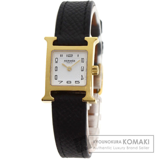 HERMES H watch mini Watches HH1.101 Gold Plated/Leather Ladies