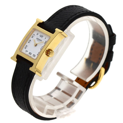 HERMES H watch mini Watches HH1.101 Gold Plated/Leather Ladies