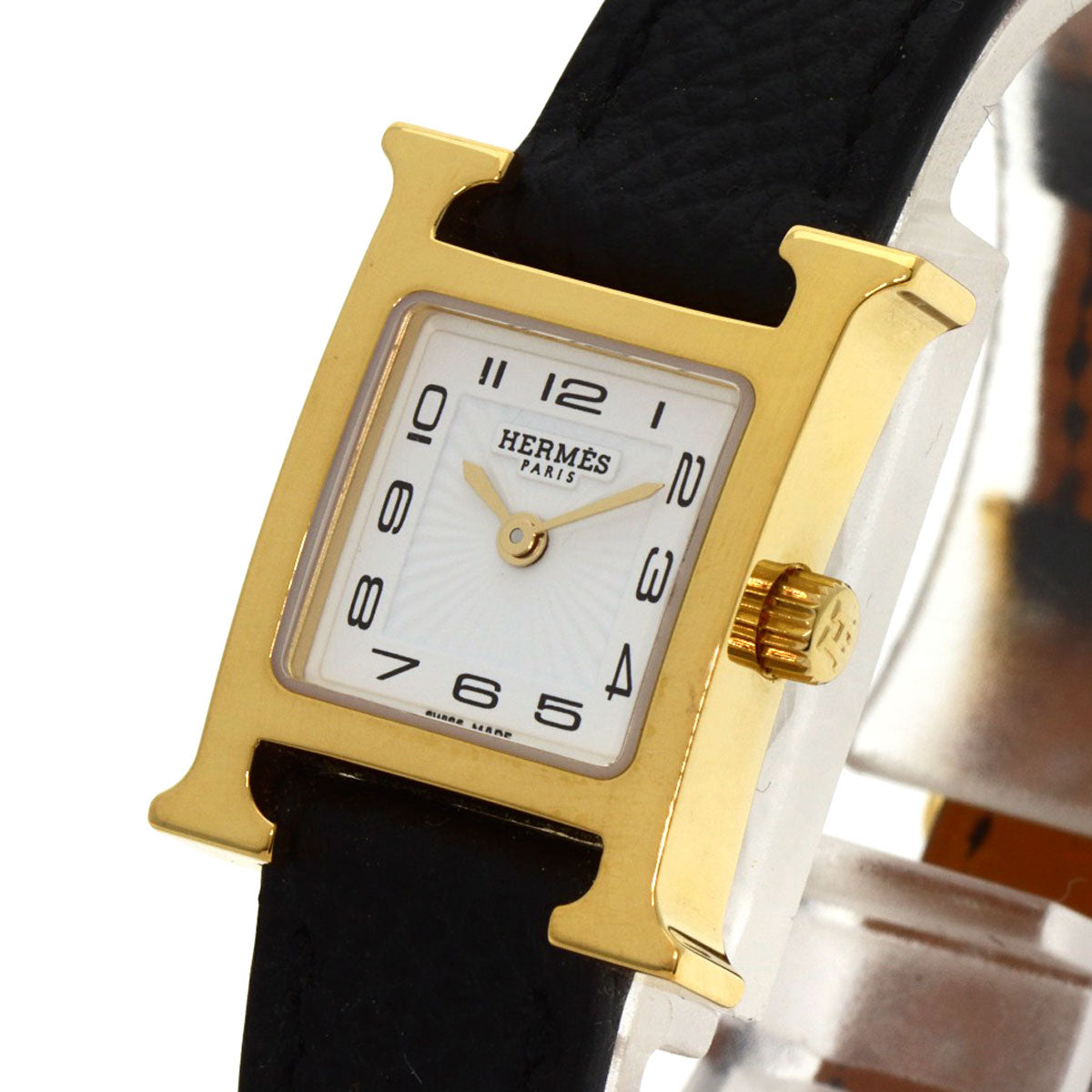 HERMES H watch mini Watches HH1.101 Gold Plated/Leather Ladies