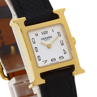 HERMES H watch mini Watches HH1.101 Gold Plated/Leather Ladies