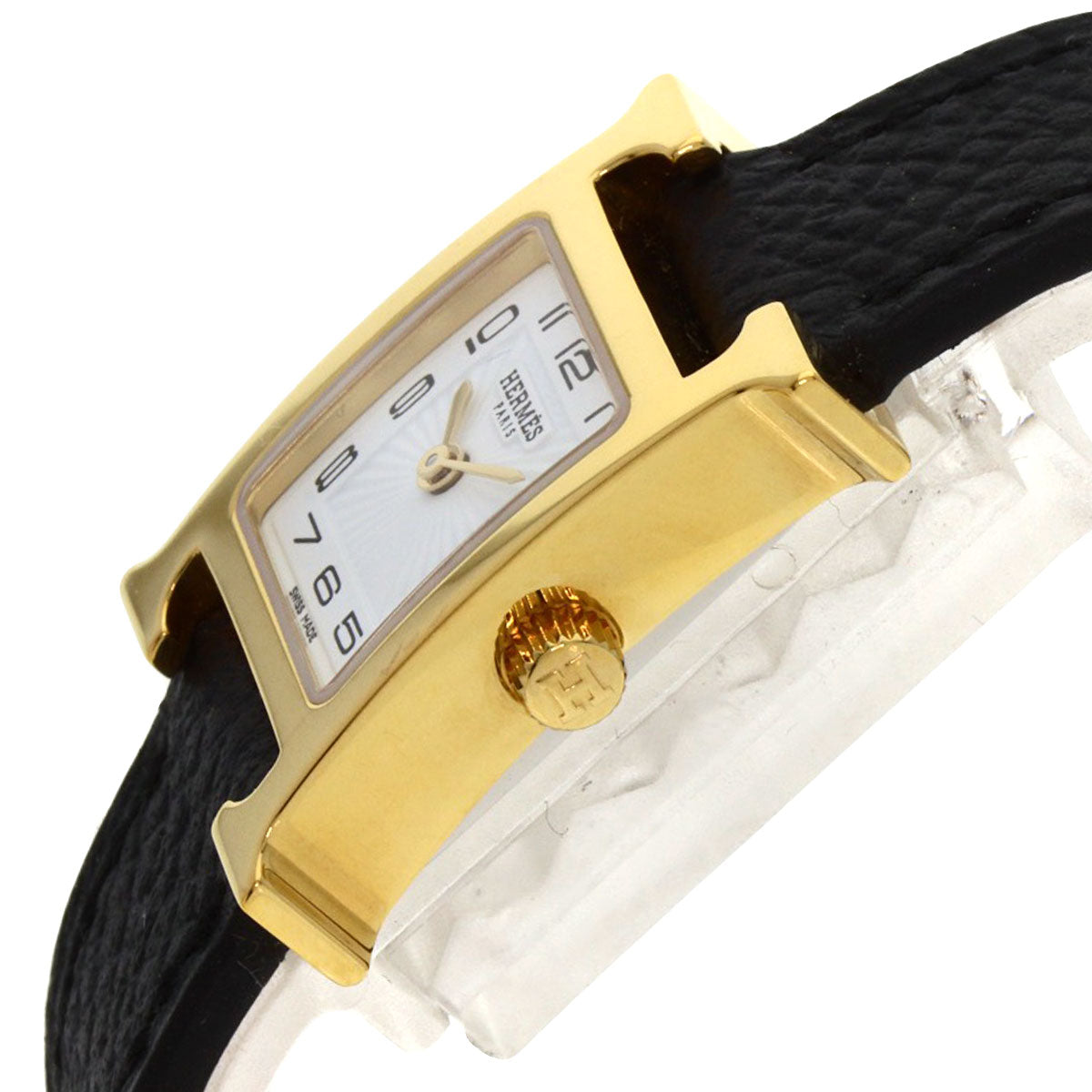 HERMES H watch mini Watches HH1.101 Gold Plated/Leather Ladies