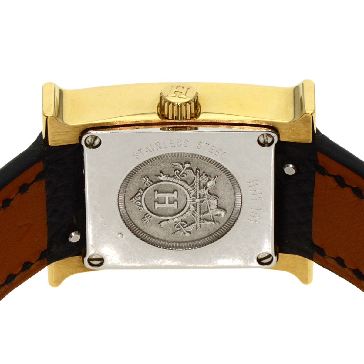 HERMES H watch mini Watches HH1.101 Gold Plated/Leather Ladies