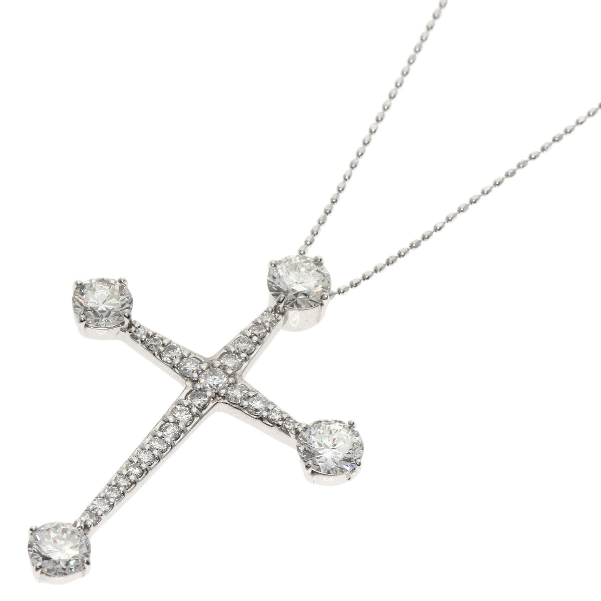 1.648ct Cross diamond Necklace K18 White Gold  5.5g　Ladies