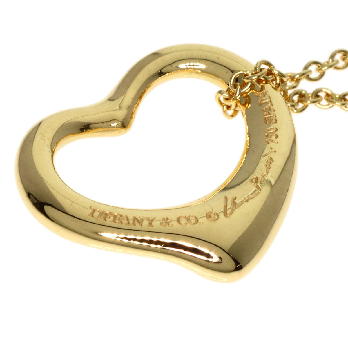 TIFFANY&Co.   Open heart Necklace  K18 Yellow Gold Ladies [Used]
