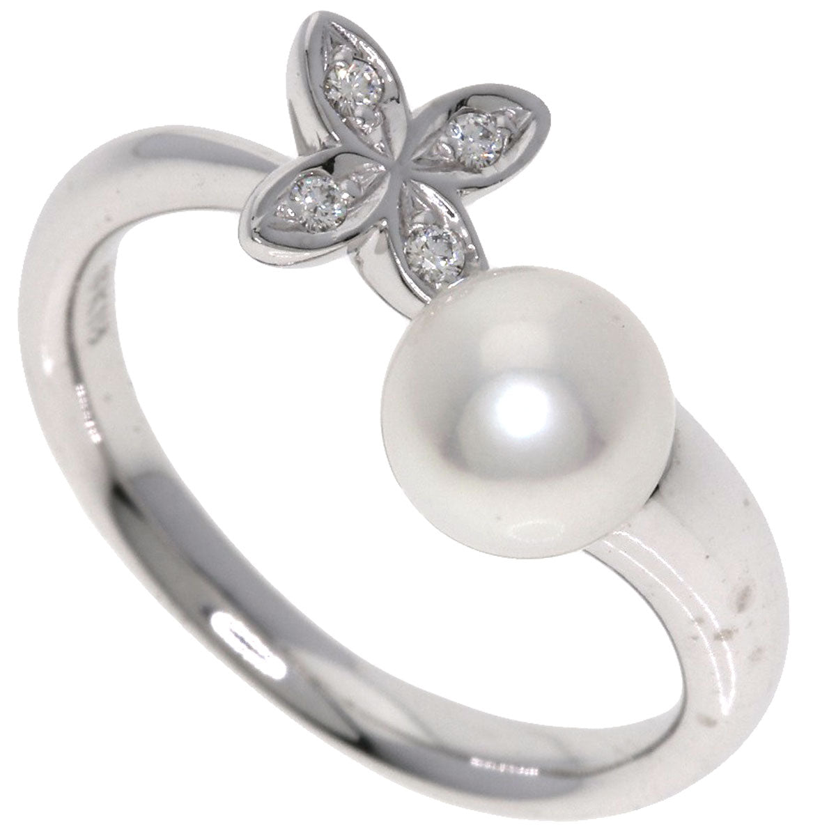 MIKIMOTO Pearl Pearl Diamond Ring K18 White Gold Ladies [Used]
