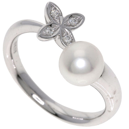 MIKIMOTO Pearl Pearl Diamond Ring K18 White Gold Ladies [Used]
