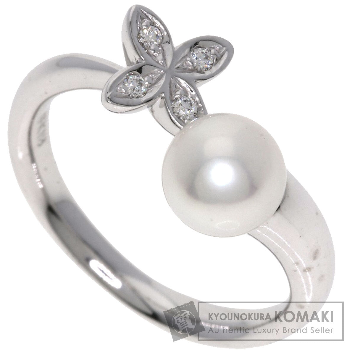 MIKIMOTO Pearl Pearl Diamond Ring K18 White Gold Ladies [Used]