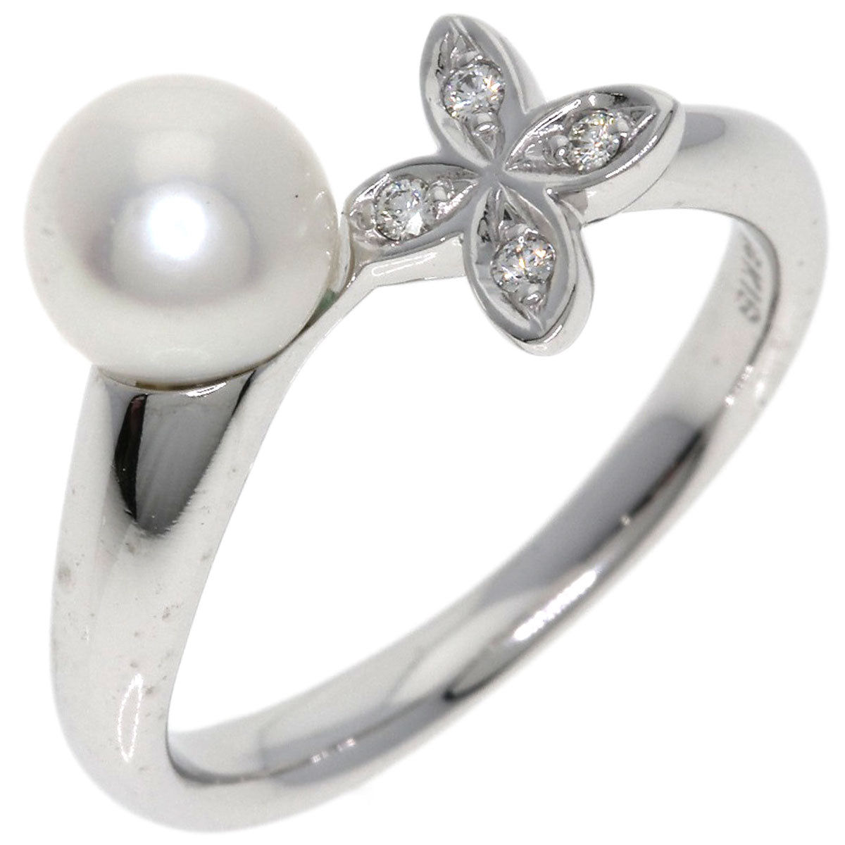 MIKIMOTO Pearl Pearl Diamond Ring K18 White Gold Ladies [Used]