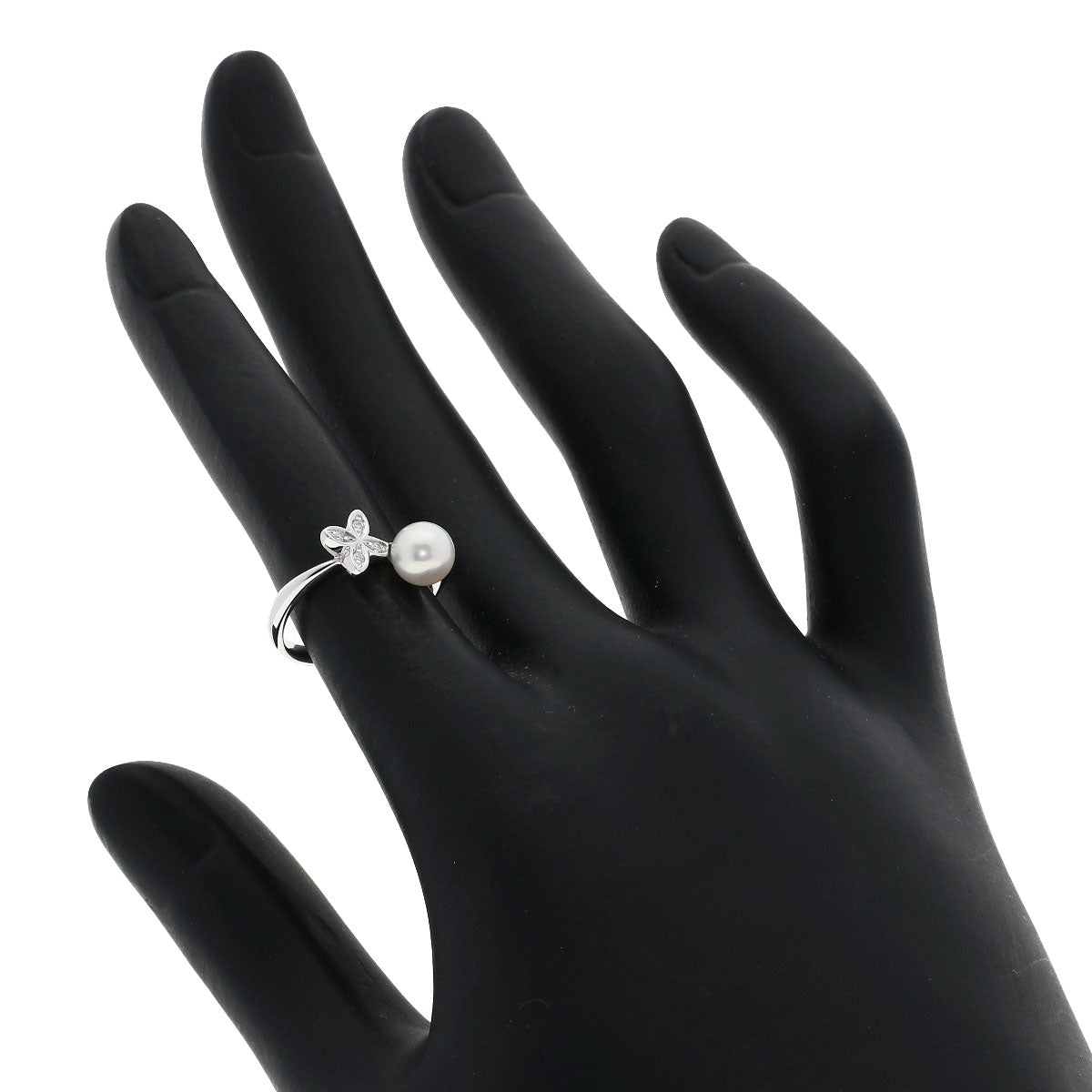 MIKIMOTO Pearl Pearl Diamond Ring K18 White Gold Ladies [Used]
