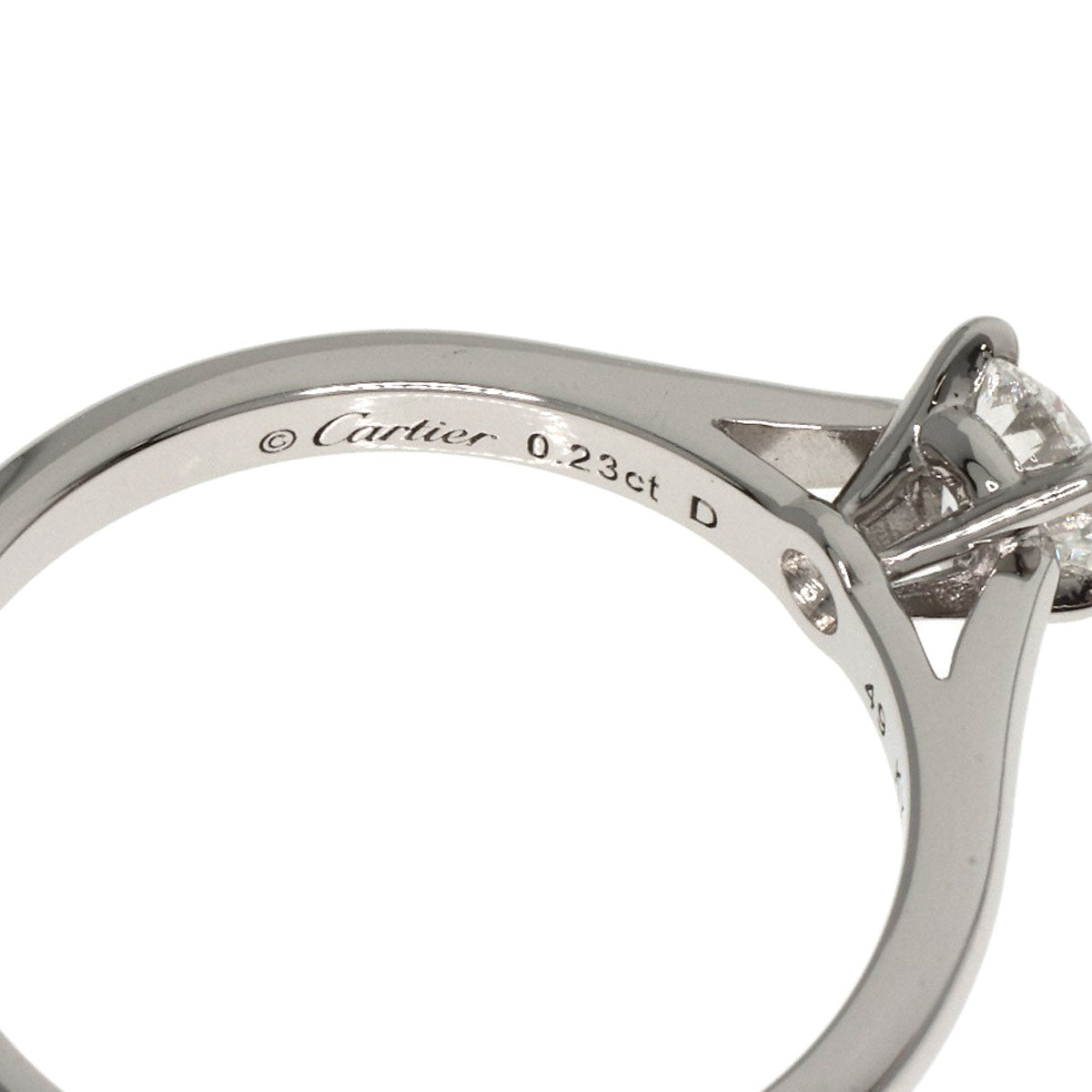 CARTIER   Ring Solitaire Diamond # 49 Platinum PT950 Ladies