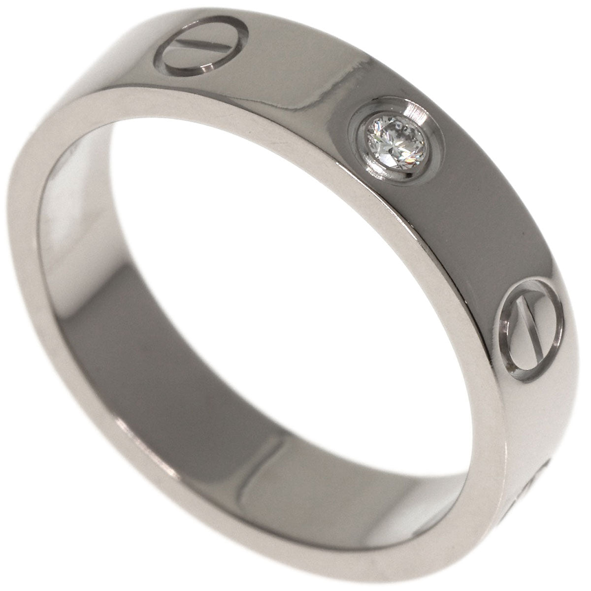 CARTIER Mini love ring 1P Diamond #47 Ring K18 White Gold Ladies [Used]