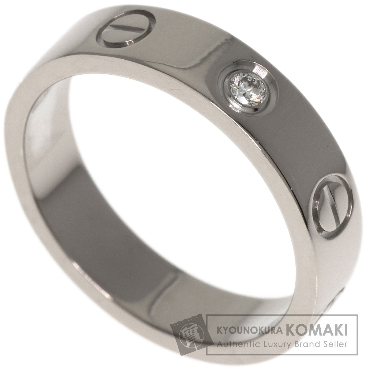 CARTIER Mini love ring 1P Diamond #47 Ring K18 White Gold Ladies [Used]