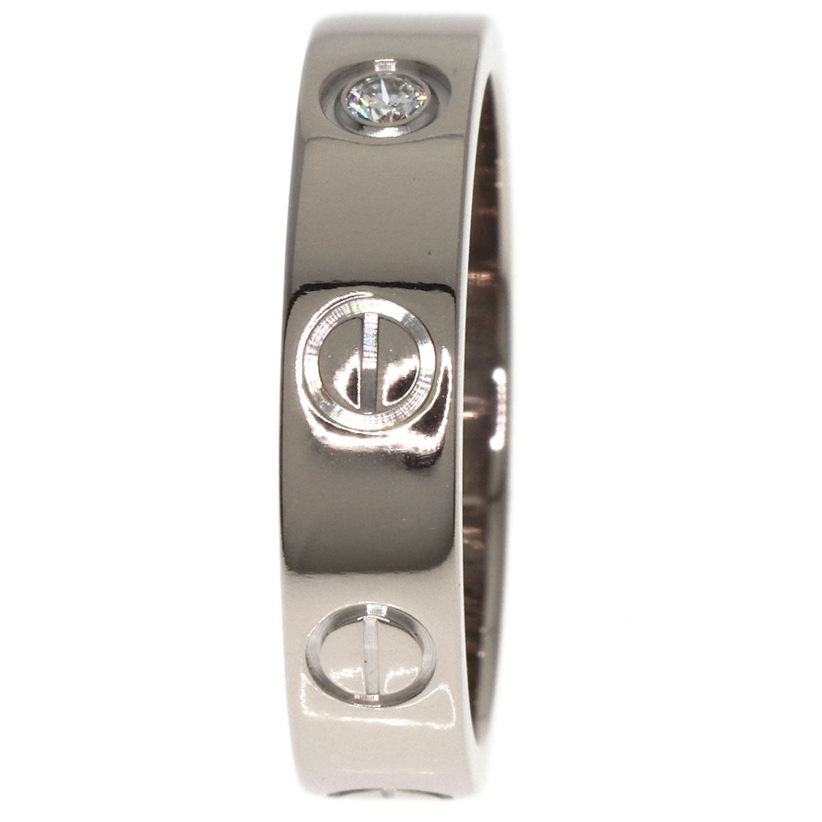 CARTIER Mini love ring 1P Diamond #47 Ring K18 White Gold Ladies [Used]