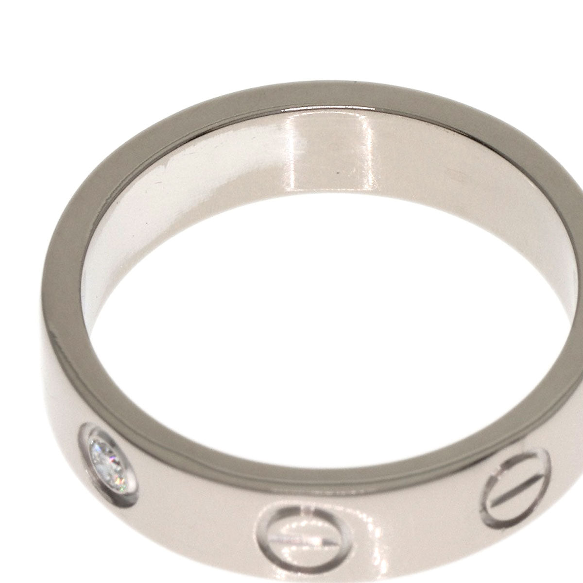 CARTIER Mini love ring 1P Diamond #47 Ring K18 White Gold Ladies [Used]