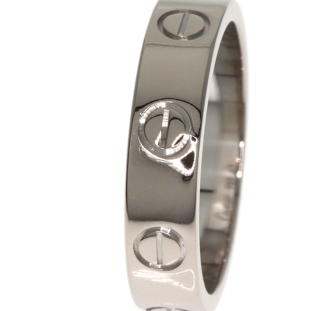 CARTIER Mini love ring 1P Diamond #47 Ring K18 White Gold Ladies [Used]