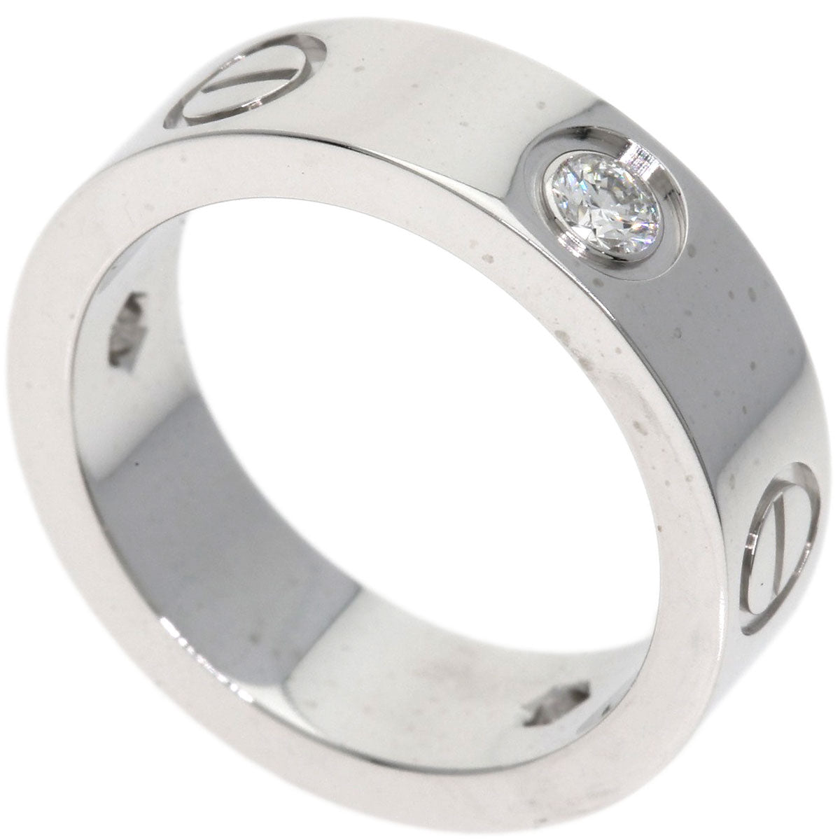 CARTIER love ring half diamond # 48 Ring K18 White Gold Ladies [Used]