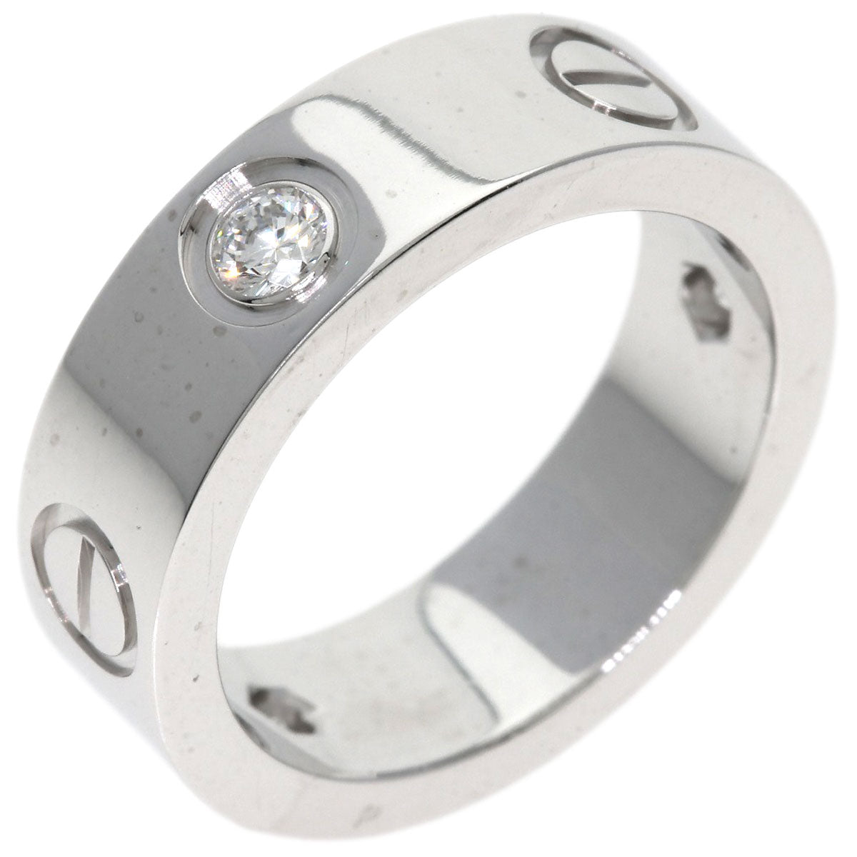 CARTIER love ring half diamond # 48 Ring K18 White Gold Ladies [Used]