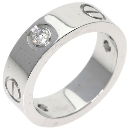 CARTIER love ring half diamond # 48 Ring K18 White Gold Ladies [Used]