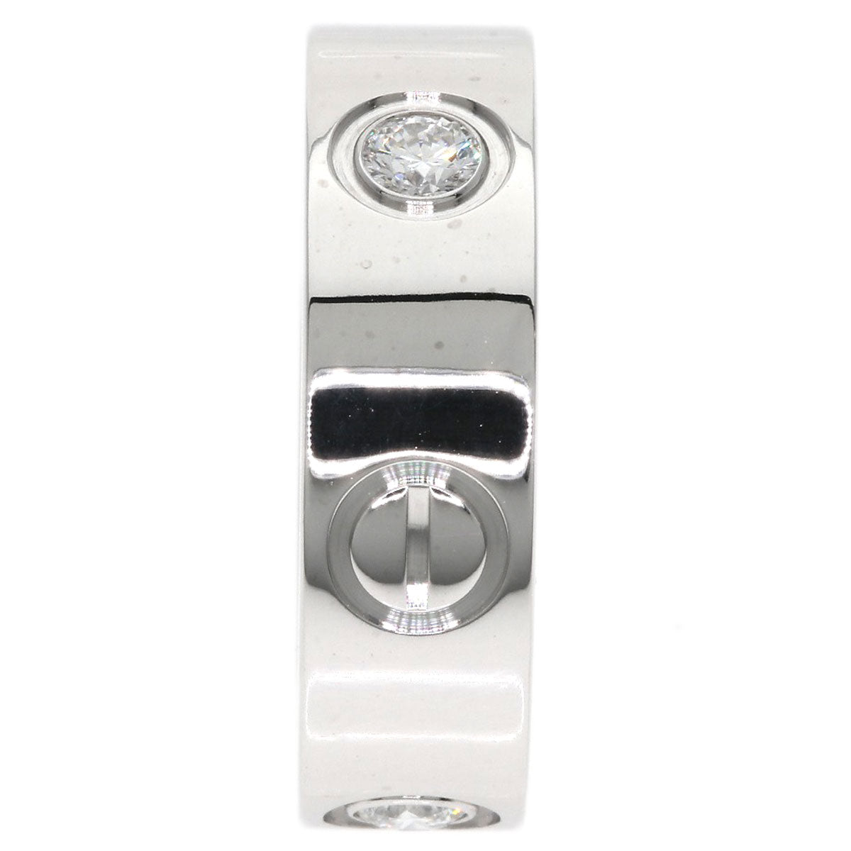 CARTIER love ring half diamond # 48 Ring K18 White Gold Ladies [Used]