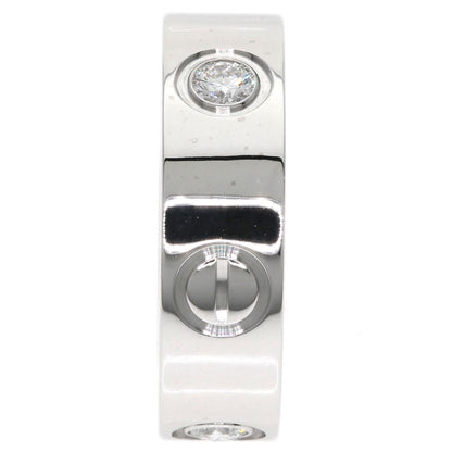 CARTIER love ring half diamond # 48 Ring K18 White Gold Ladies [Used]