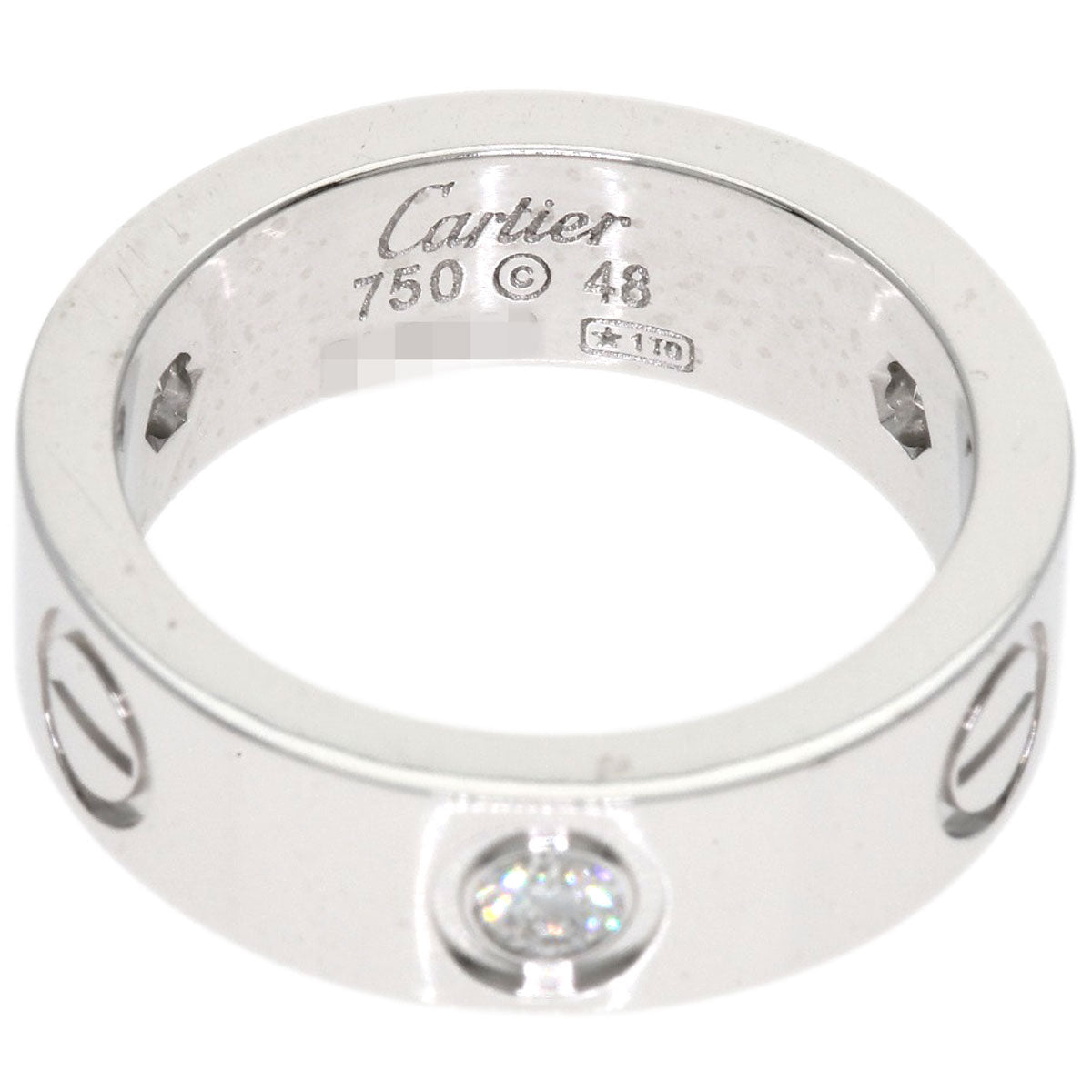CARTIER love ring half diamond # 48 Ring K18 White Gold Ladies [Used]