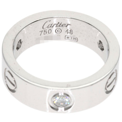CARTIER love ring half diamond # 48 Ring K18 White Gold Ladies [Used]