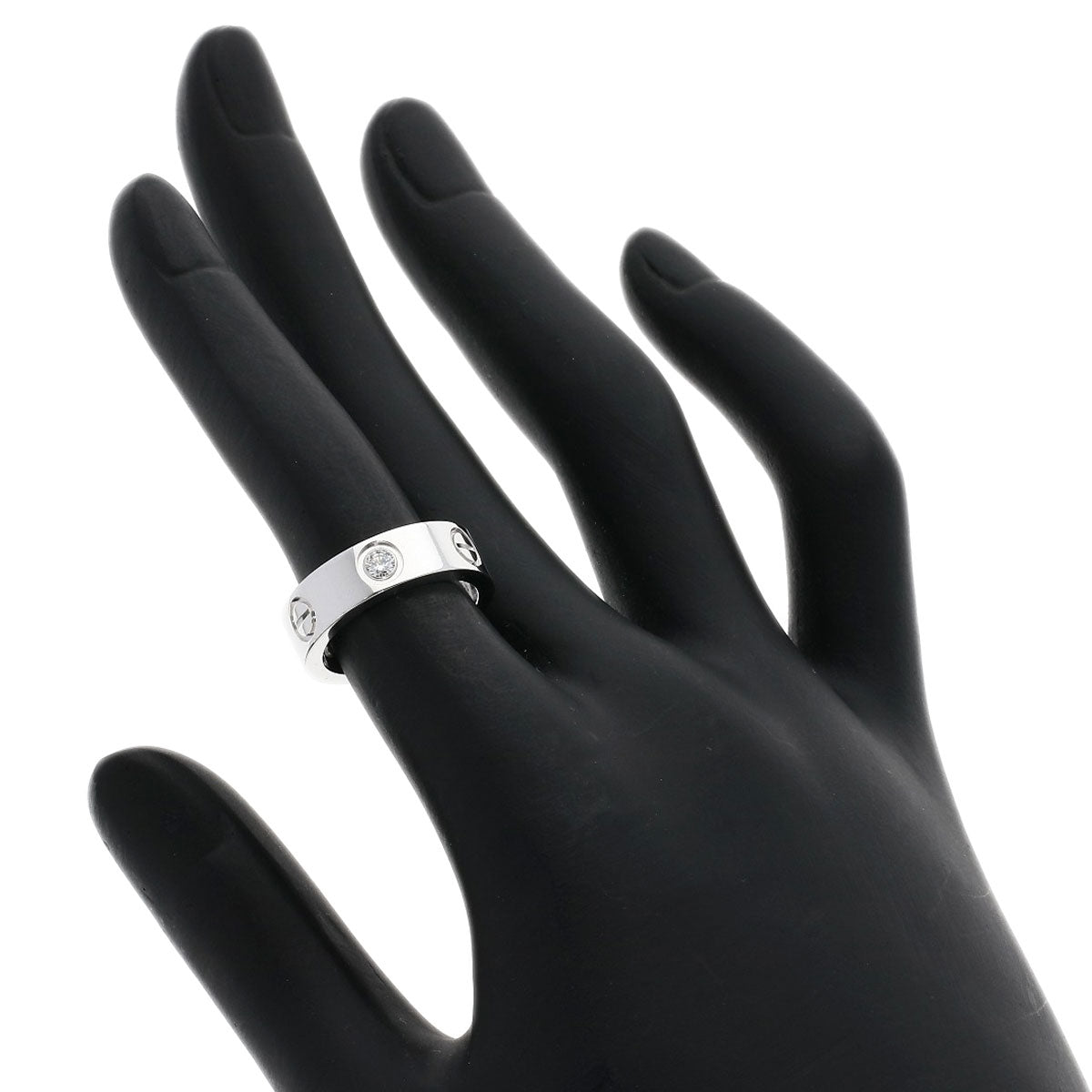 CARTIER love ring half diamond # 48 Ring K18 White Gold Ladies [Used]