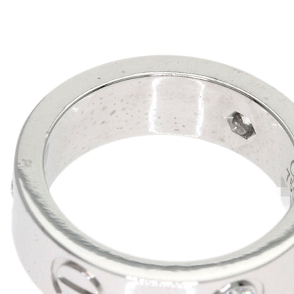 CARTIER love ring half diamond # 48 Ring K18 White Gold Ladies [Used]