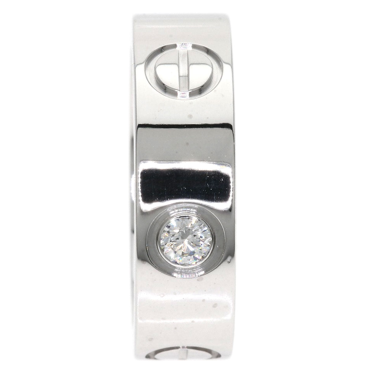 CARTIER love ring half diamond # 48 Ring K18 White Gold Ladies [Used]