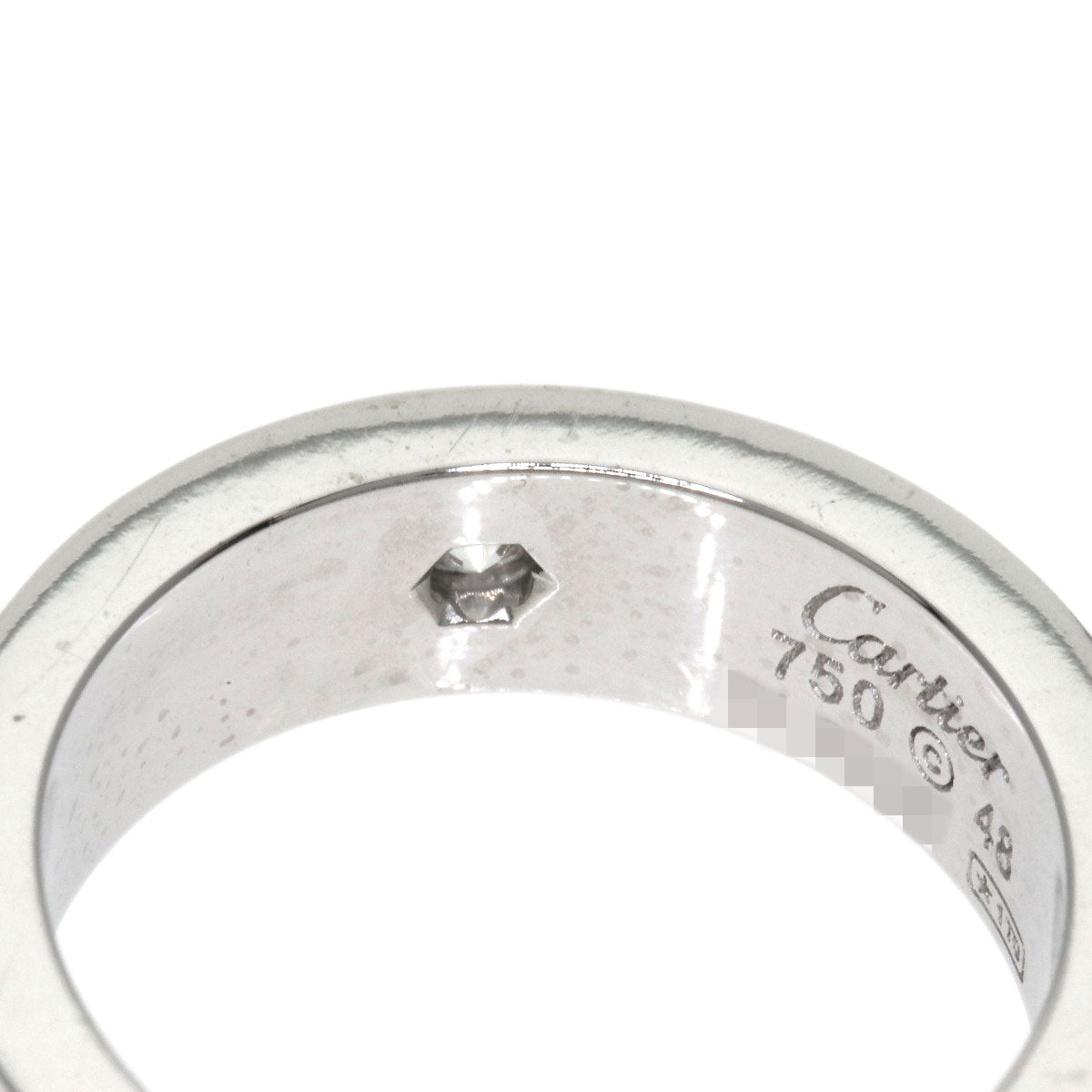 CARTIER love ring half diamond # 48 Ring K18 White Gold Ladies [Used]
