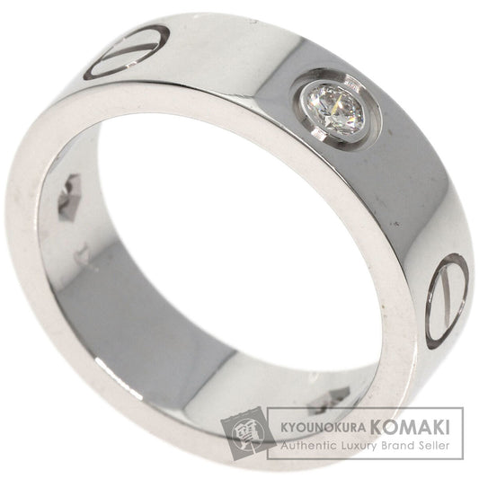CARTIER   Ring love ring half diamond # 50 K18 White Gold Ladies