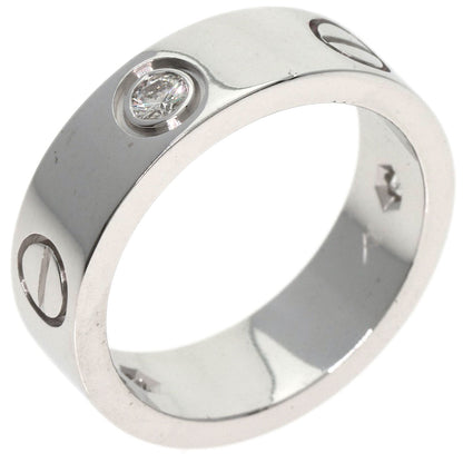CARTIER   Ring love ring half diamond # 50 K18 White Gold Ladies