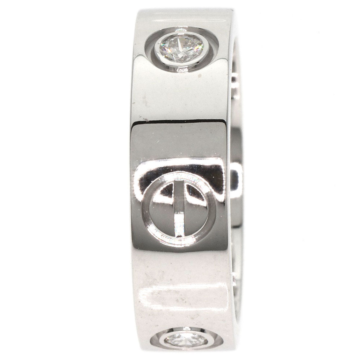CARTIER   Ring love ring half diamond # 50 K18 White Gold Ladies