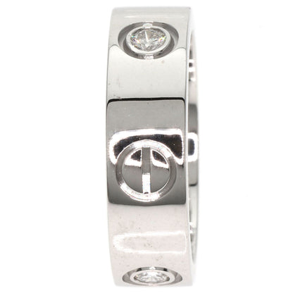 CARTIER   Ring love ring half diamond # 50 K18 White Gold Ladies