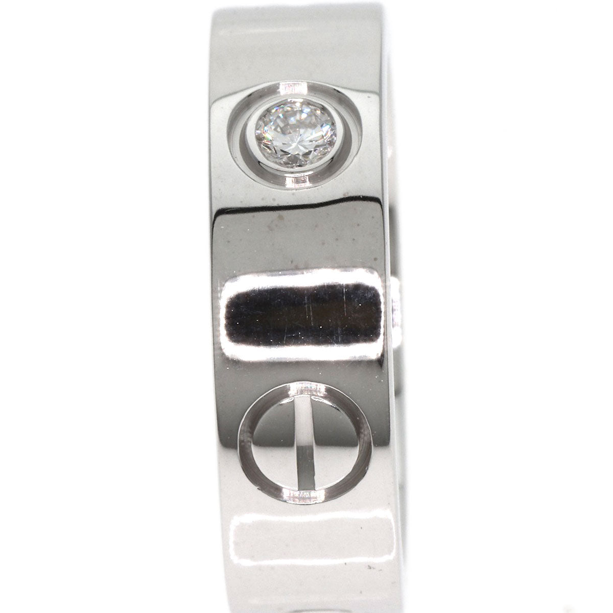 CARTIER   Ring love ring half diamond # 50 K18 White Gold Ladies