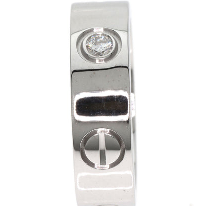 CARTIER   Ring love ring half diamond # 50 K18 White Gold Ladies