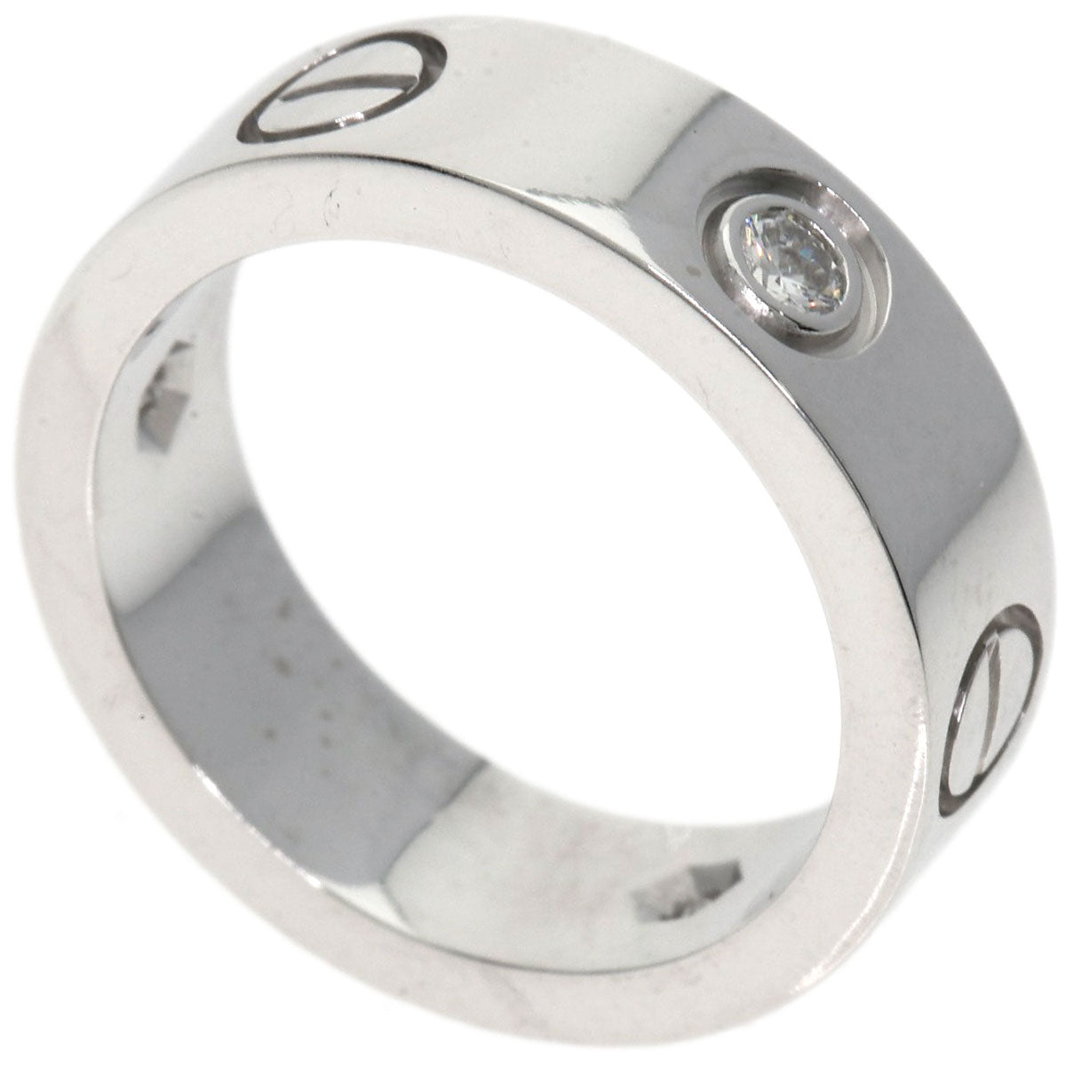 CARTIER love ring half diamond # 49 Ring K18 White Gold Ladies [Used]