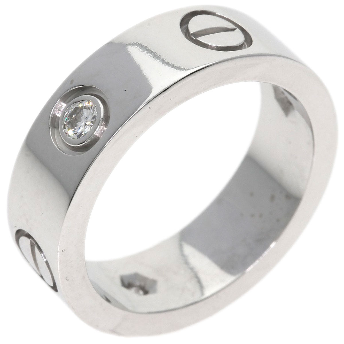 CARTIER love ring half diamond # 49 Ring K18 White Gold Ladies [Used]