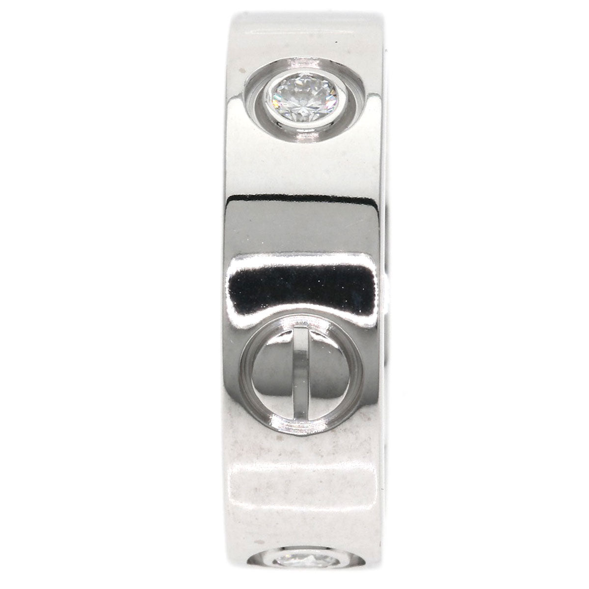 CARTIER love ring half diamond # 49 Ring K18 White Gold Ladies [Used]
