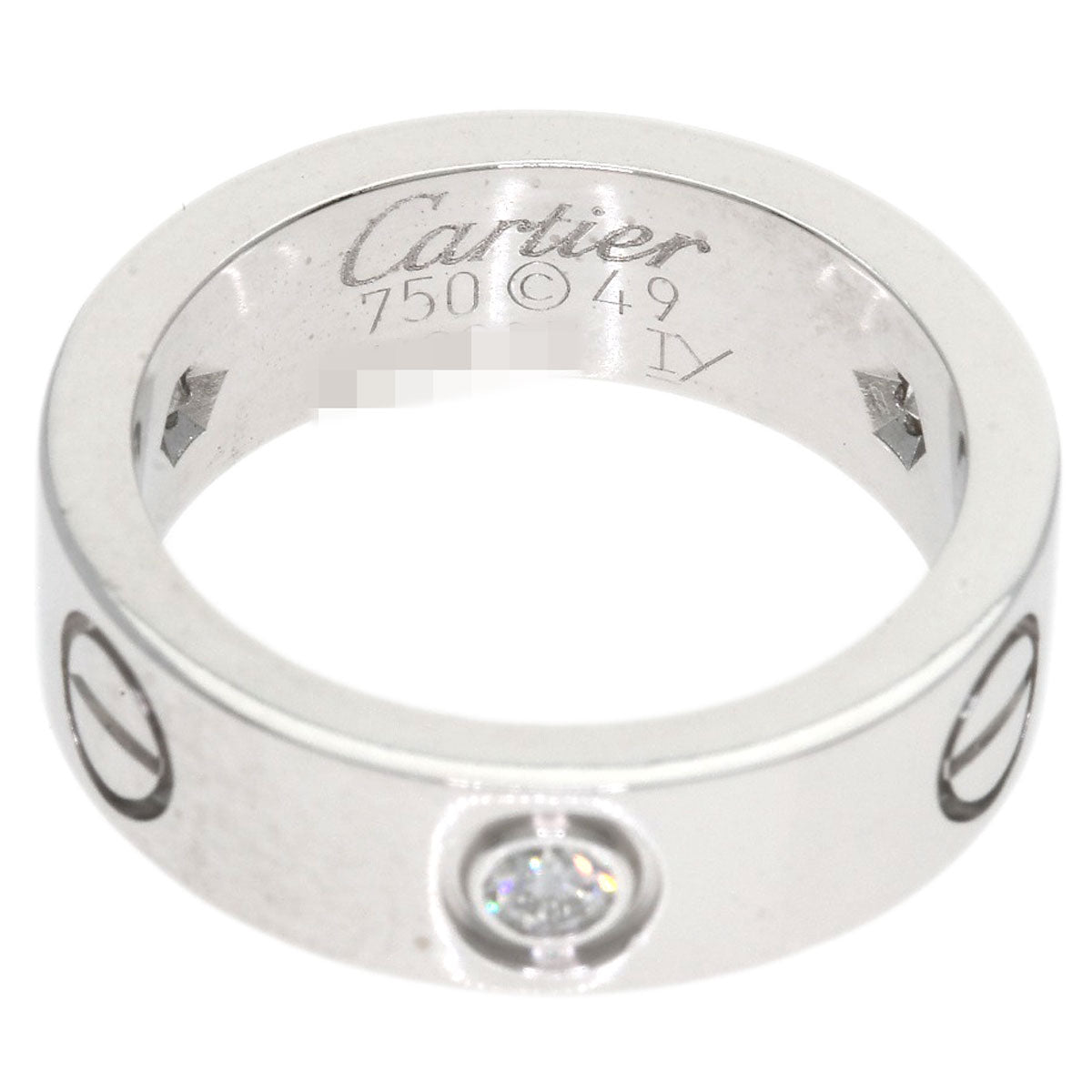 CARTIER love ring half diamond # 49 Ring K18 White Gold Ladies [Used]